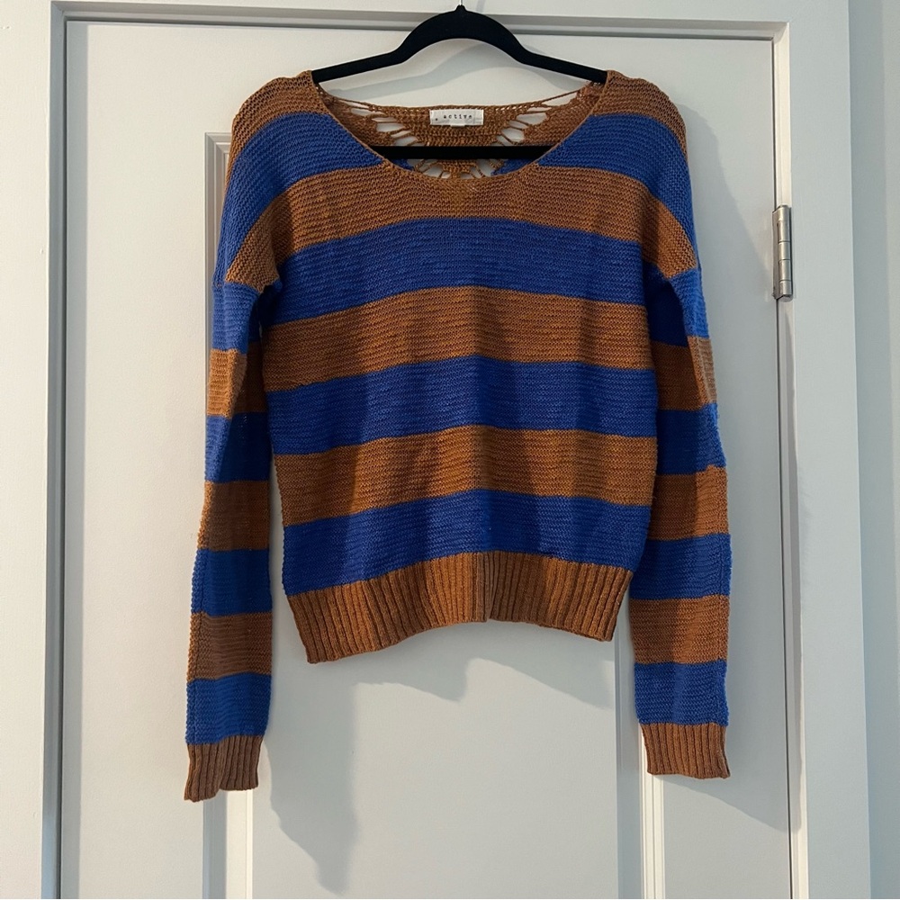 Blue & Tan Striped Sweater